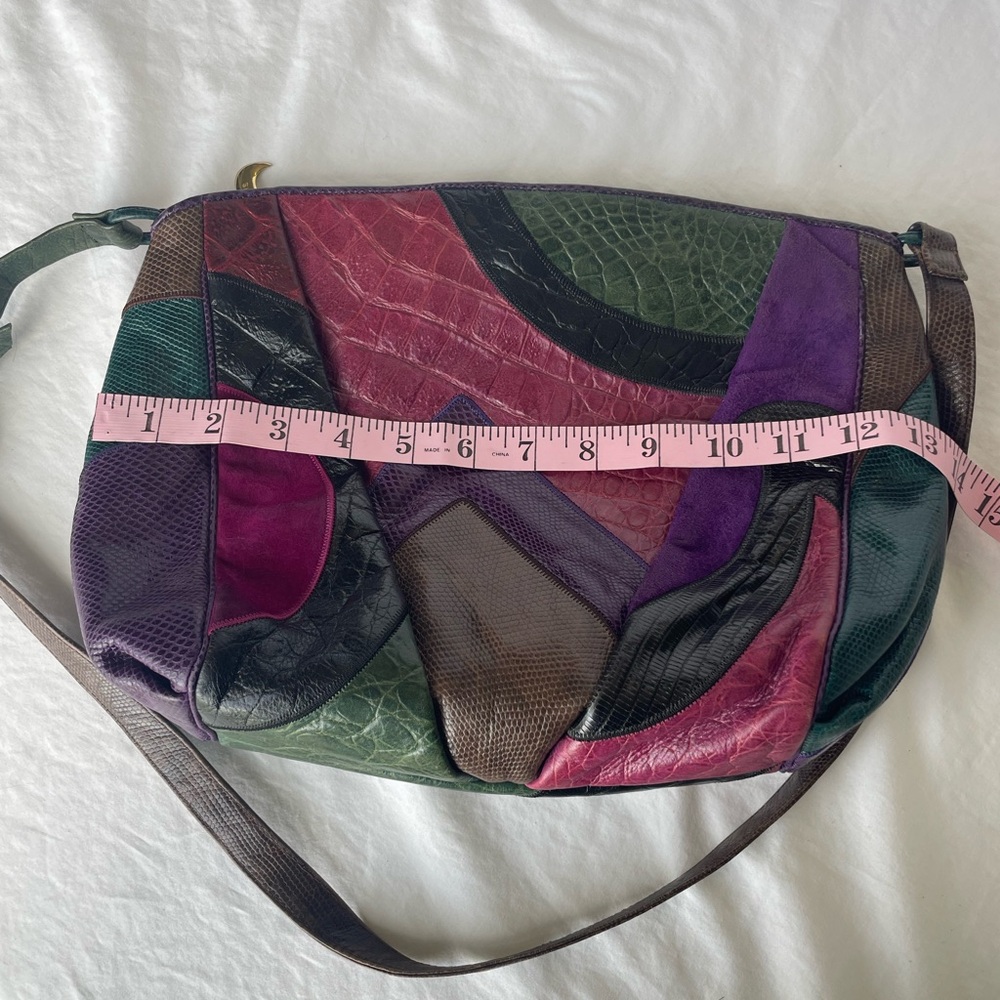 Leather Vintage Sharif Patchwork Purse | Jewel Tones | Crossbody Fantasy - Picture 11 of 16